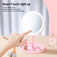 Miroir de maquillage professionnel LED rechargeable simple face Table de miroir de voyage portable de luxe en plastique personnalisée
