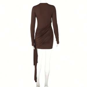 Abito da <span class=keywords><strong>Donna</strong></span> a Maniche Lunghe in Due Colori, Vestito Casual Aderente Mini, Taglie S-L - Product Image 6