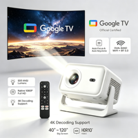 Vente flash - Projecteur intelligent 4K LCD officiel Google - Wifi - Mise au point automatique - Projecteur rotatif - Soirée cinéma - Cinéma maison