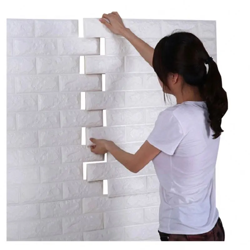Colorful Pe Self-Adhesive 3D Brick Wall Paper Rolls