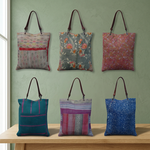 ขายส่งสีฟ้าครามออกแบบ Kantha กระเป๋าวินเทจสารพัน Kantha กระเป๋าถือ - Product Image 3
