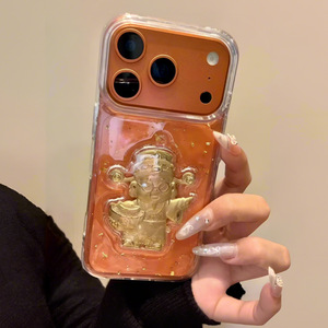 Coque de téléphone transparente antichoc en TPU avec feuille d'or de luxe et protection d'appareil photo pour iPhone 17/16/15/14/13 Pro Max - Product Image 3