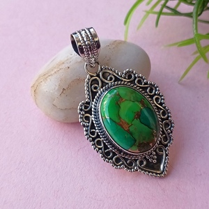 สร้อยคอจี้พลอยเทอร์ควอยซ์ทองแดงเงินแท้95ชิ้นทำด้วยมือพร้อมไข่มุกเพชร-เครื่องประดับสำหรับผู้หญิงสำหรับเป็นของขวัญในโอกาส - Product Image 5