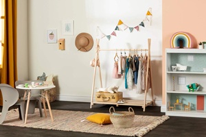 Placard de chambre en bois <span class=keywords><strong>Montessori</strong></span> moderne de haute qualité, garde-robe pour enfants, <span class=keywords><strong>porte</strong></span>-<span class=keywords><strong>manteau</strong></span> en bois de pin naturel - Product Image 5