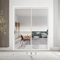 Porte coulissante en aluminium et verre coupe-feu, avec joint anti-fumée, pour sortie de secours d'immeubles commerciaux, escaliers et usines