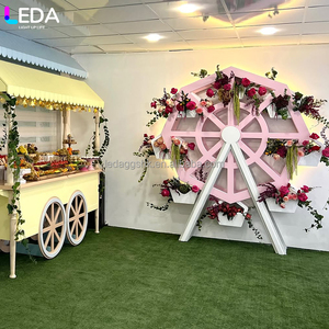 LEDA Party Wedding Event Decor Sweet Style Pink Ferris Wheel Feature Wall Acrylic Floral <b>Stand</b> for <b>Backdrop</b> - Product Image 2