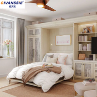 Cama Murphy Plegable, Armario, Estante de Exhibición, Mueble para TV, Módulo de Sofá Opcional, Muebles Todo en Uno para Dormitorio/Apartamento, Panel de Herrajes
