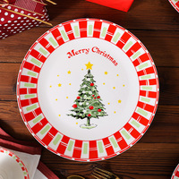 Service de vaisselle en céramique jetable de Noël moderne avec kit cuillère/fourchette/couteau/baguettes – Vaisselle de haute qualité