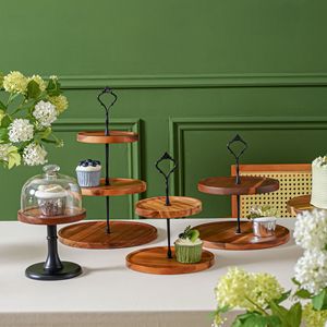 Ruichang Acacia Wood Multi Tiered Tray Round Dessert Display <b>Stand</b> Wedding Cake Plate Three Tiered Serving Tray - Product Image 1