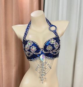 Top de Danza del Vientre Sexy con Lentejuelas y Cuentas para Mujer, Material de Poliéster, Personalizable, para <span class=keywords><strong>Club</strong></span> Nocturno - Product Image 4