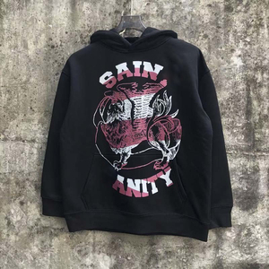 Nouvel arrivage de sweat à capuche Saints Vanity poids lourd 100% coton imprimé personnalisé surdimensionné larmes Streetwear manches courtes pour hommes sweats à capuche - Product Image 4