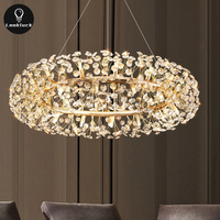 Hauteur réglable nordique moderne salon suspension lumière décor à la maison grand or luxe K9 lustre en cristal grandes fleurs forme