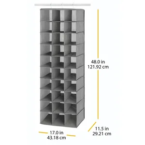 <b>Space</b> <b>Saving</b> Large Capacity 30-grids Gray Closet Hanging <b>Shoe</b> Rack Dust Proof for <b>Shoe</b> Organizer - Product Image 4