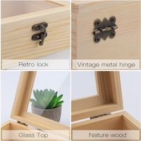 Boîte en bois de pin rectangulaire artisanale non finie avec couvercle à charnières, boîte de rangement pour travaux manuels, emballage de bijoux