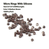 Commercio all'ingrosso Del Silicone Foderato Micro Perline 5.0*3.0*3.0 MILLIMETRI 1000Pcs/Bottle Micro Anello Terrore Dei Capelli Perline strumenti di estensione