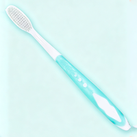 Brosse à dents pour adultes à poils en nylon fins et coniques, avec un motif de fibres alignées uniformément pour le nettoyage buccal quotidien de la famille.