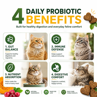 Complément Probiotique pour Chat, Friandises à Mâcher Douces, Santé Digestive, Immunité, Enzymes Prébiotiques, Forme de Cœur, Friandises Naturelles pour Animaux de Compagnie, 180 Unités