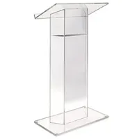 Atril de Iglesia Moderno de Plexiglás TOYIN, Atril de Acrílico Lucite con Panel de Aluminio Plateado