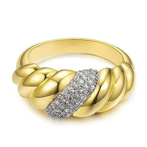 Vintage <b>Croissant</b> Pave <b>Ring</b> for Women Elegant Fashion Finger Jewelry - Product Image 2