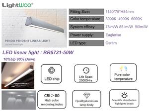 Système d'éclairage suspendu décoratif moderne Suspension à barre de 1.2m de long avec lampes linéaires à LED Plafonniers - Product Image 4