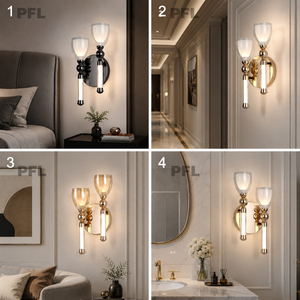 Lámpara de Pared Vertical de Dos Luces en Negro Perla, con Doble Tubo Acrílico en Forma de <span class=keywords><strong>Copa</strong></span> de Vino, Aplique LED para Pasillo, Dormitorio, Cabecera - Product Image 4