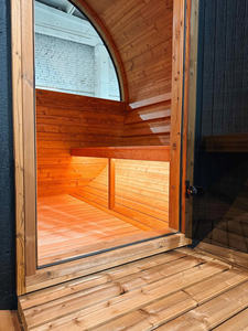 Cabine de sauna baril extérieure moderne pour 2 personnes économe en énergie générateur de vapeur sèche en cèdre rouge et pruche pour les locations de vacances - Product Image 6