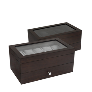 High-Grade Exquisite Double All-<b>Black</b> Eco-Friendly Rectangle Luxury Wooden Watch <b>Box</b> Custom Factory Product - Product Image 3