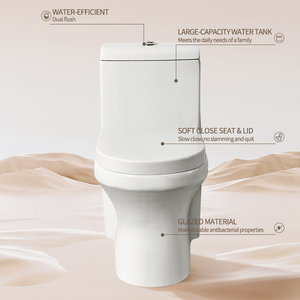 <span class=keywords><strong>WC</strong></span> monobloc en céramique à double chasse avec siphon, système d'économie d'eau 3.0/6.0L, abattant à fermeture douce, sortie en S - Product Image 6