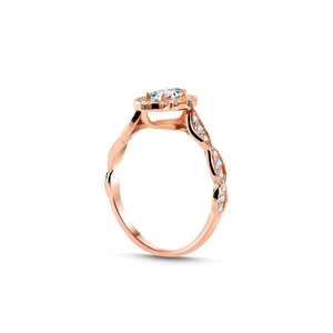 Anillo de Compromiso de Oro Puro de 18 Quilates con Corte Marquesa y Halo, con 34 Diamantes Engastados, Certificado, Anillo Elegante para Boda y Fiesta - Product Image 5