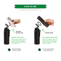 Bouteille d'eau sportive 18 oz en acier inoxydable 540 ml, gourde isotherme sous vide avec support magnétique pour téléphone