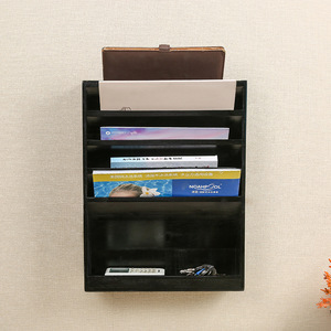 Étagère murale multi-niveaux en bois massif pour magazines, bibliothèque noire à 5 niveaux, durable, pour usage professionnel - Product Image 2