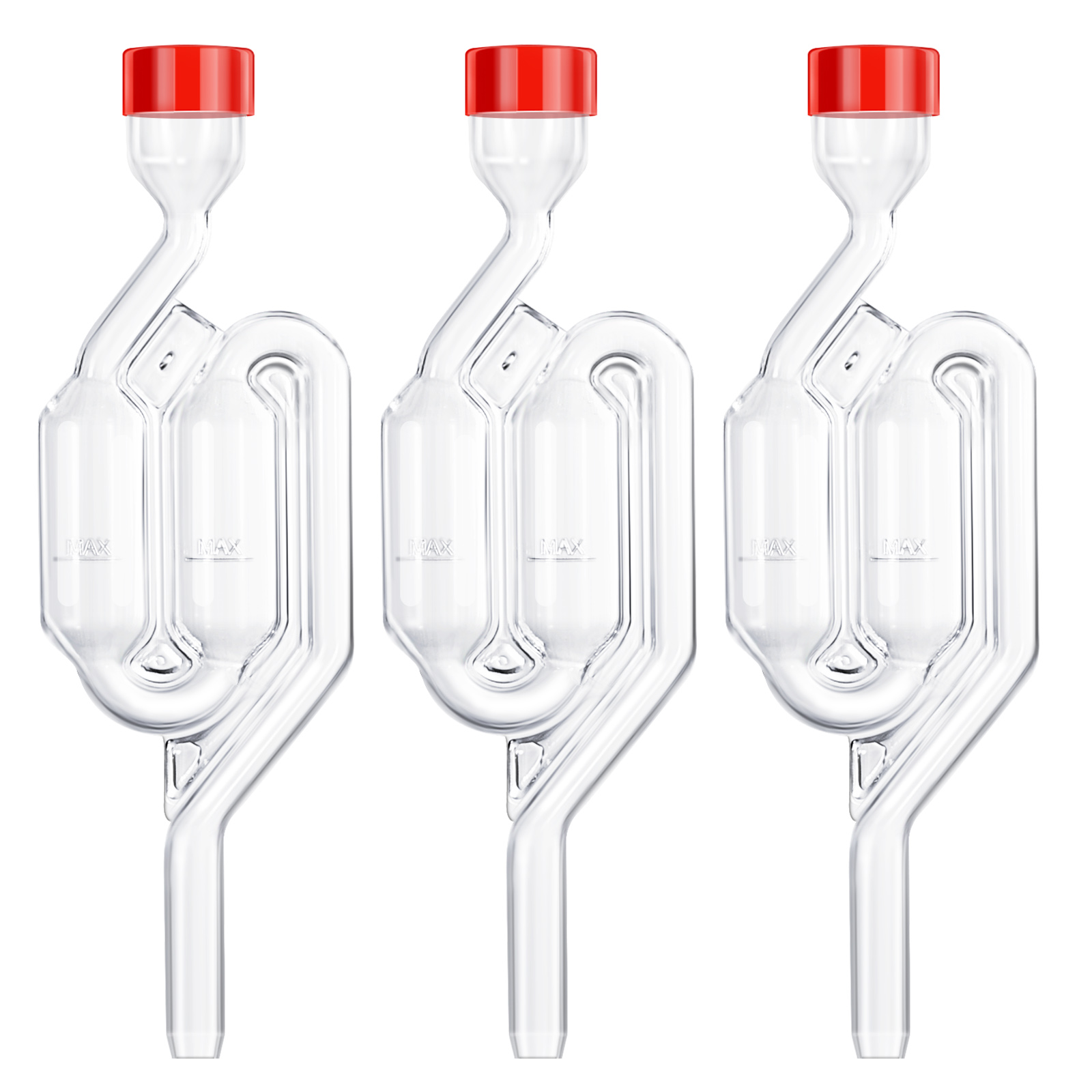 4-teiliges Brau-Set Mit Doppelblasen-Luftschleusen - Für Wein, Bier & Fermentation