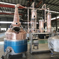 Équipement de distillation et de fermentation d'alcool en cuivre rouge 1000L |   Alambic traditionnel en cuivre pour whisky et brandy