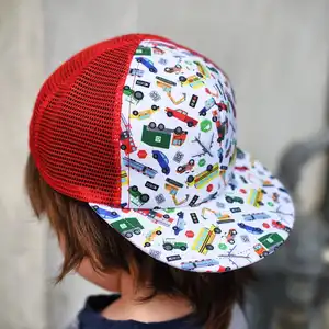 2023 Mode Baru 6 Panel Topi Anak Jaring Tagihan Datar Topi Snapback Cetak Balita Logo Kustom Bayi