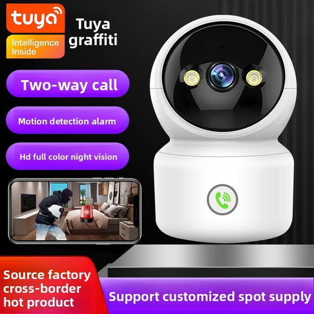 Tuya Smart Home Indoor Panoramic Security Wireless Camera 1080p Two-way Call Motion Detection Color Night Vision Cloud Storage