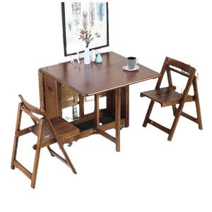 <b>Folding</b> Solid Wood <b>Dining</b> <b>Table</b> Rectangle Extendable Foldable With Chairs For Small Apartments Home Use - Product Image 5