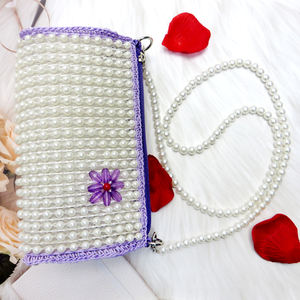 Sac bandoulière fait main en perles pour femme, sac à main tissé floral avec perles, pochette légère en polyester pour usage quotidien - Product Image 2