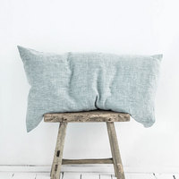 Housse de coussin rectangulaire en lin naturel 100% pré-lavé, couleur unie, fermeture à rabat, style Wabi Sabi pour canapé