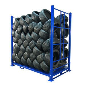 Estanterías Ajustables de Acero para Almacenamiento de Neumáticos, Plegables, Desmontables, Apilables, de Una Cara, con 4 Entradas - Product Image 3