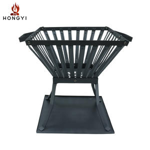 Hongyi Outdoor <b>Fire</b> <b>Pit</b> <b>Wood</b> Basket Rustic Steel Firewood Storage For Garden Patio Campfire Basin With Ash Pan - Product Image 2