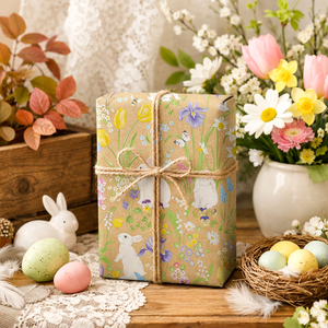 Floral Rabbit <b>Pattern</b> Kraft Gift Bag Double-Sided Coated <b>Paper</b> for Packaging and Crafting - Product Image 2