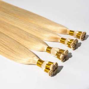 Extensiones de Cabello Humano Virgen con Trama Doble Cosida a Mano, Ombre Rubio con Reflejos, Cabello de Cabeza Completa, Puntas Gruesas, Larga Duración - Product Image 3