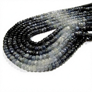 Zafiro azul natural Pailin, zafiro genuino extraído en Camboya, cuentas facetadas en forma de rondel de 4-5 mm, hilo de 8.5 pulgadas. - Product Image 1