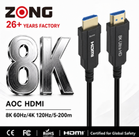 Câble HDMI 2.1 en fibre optique 8K 48 Gbps ultra haute vitesse 8K 60 Hz 4K 120 Hz câble tressé prend en charge EARC HDR