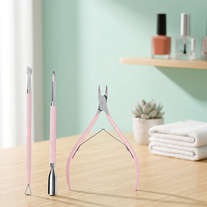 Professional Stainless Steel Baby <b>Nail</b> <b>Tool</b> Set with Pink Handle Wide Jaw Clipper and Cuticle Pusher for Finger Care - Product Image 1