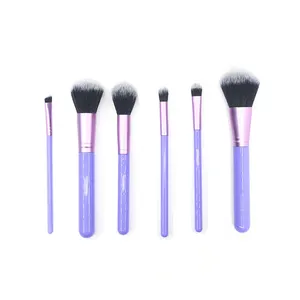 2024 Hot Trend Purple 6pcs Professional Makeup Brushes Vegan Synthetic PP Beauty Cosmetic Brush Set for Women Make Up