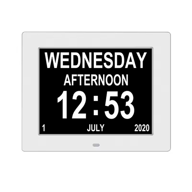 LED Digital Calendar Clock with Multi-Languages Minimalist Design Style for Work Plan & Medicine Time Reminder for Elders