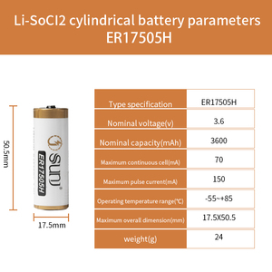 Perangkat IoT Baterai Primer Lithium Berkualitas Tinggi 3.6v Lisocl2 Er17505h Baterai Meter Air - Product Image 4