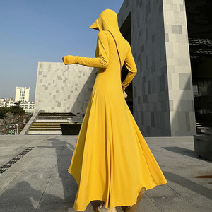 Robe longue d'été pour femme en soie glacée respirante, protection solaire anti-UV UPF50+, fine, infroissable, avec col boutonné - Product Image 4
