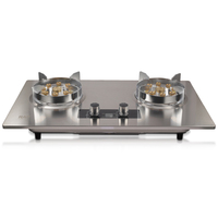 Table de cuisson à gaz encastrable RAF R.8073, deux brûleurs, 5KW, allumage automatique, minuterie intelligente, panneau en verre inoxydable, protection anti-extinction de flamme pour la cuisson quotidienne